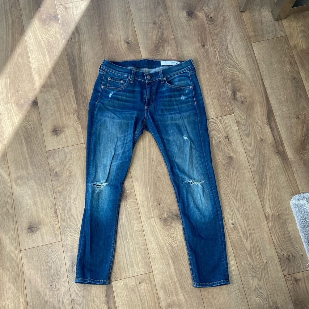 rag & bone distressed mid-rise jean